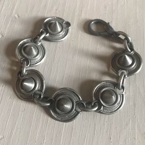 Gothic Silver-Tone Circular Stud Link Bracelet